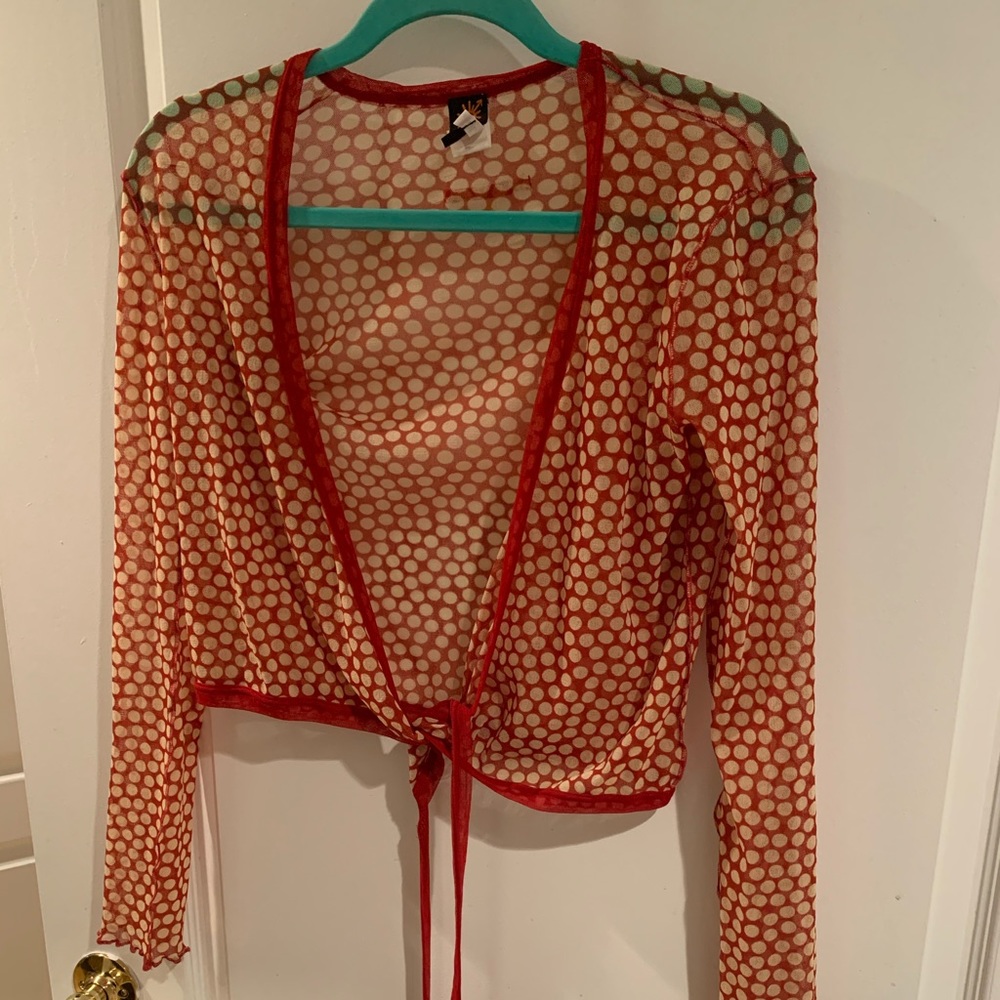 Sheer wrap polka dot top